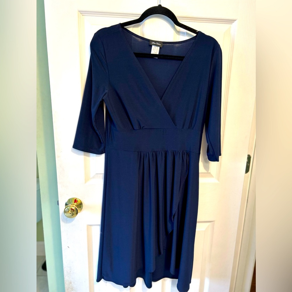 EUc navy faux wrap dress large